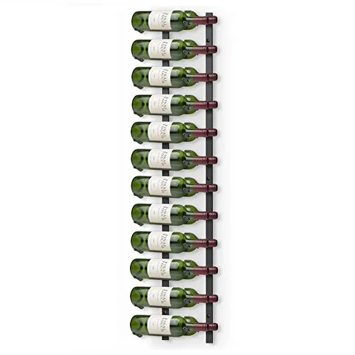 Final Touch 24 Bottle Wall Mounted Wine Rack Black Metal Display Stand Holder