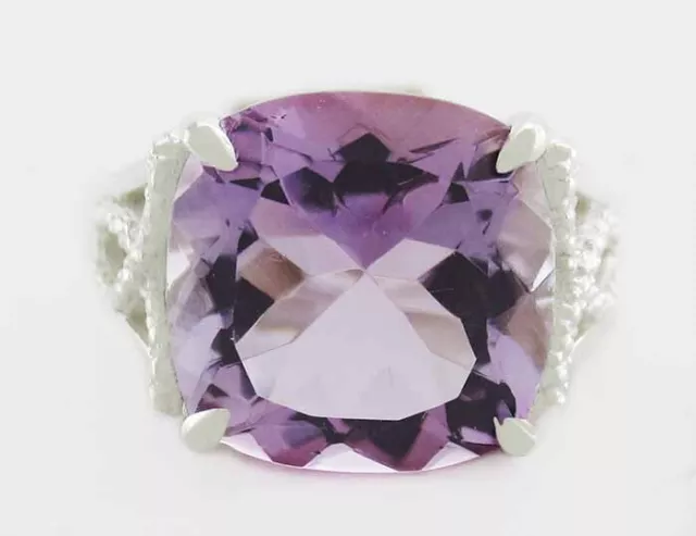 GENUINE 6.80 Cts AMETHYST RING .925 STERLING SILVER - New With Tag