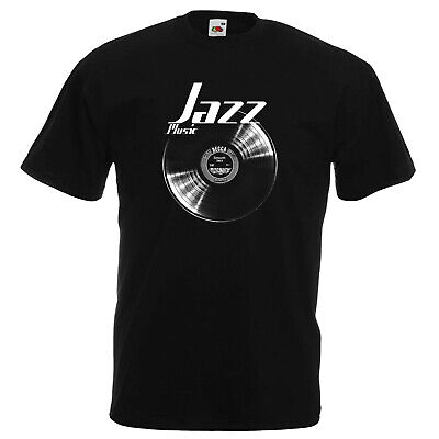 DISCHI IN VINILE MUSICA JAZZ Liscio T-Shirt Retrò Regalo LP RECORD DJ giradischi regali