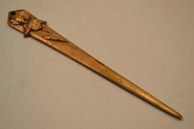 Coupe-papier Sculpture En Bronze Art Nouveau, Décor Végétal, Signé, Objet De Vitrine Décoratif Français