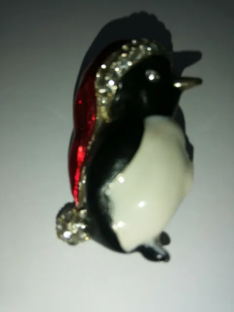 Festive Christmas Enamel Made..penguin With Christmas Hat