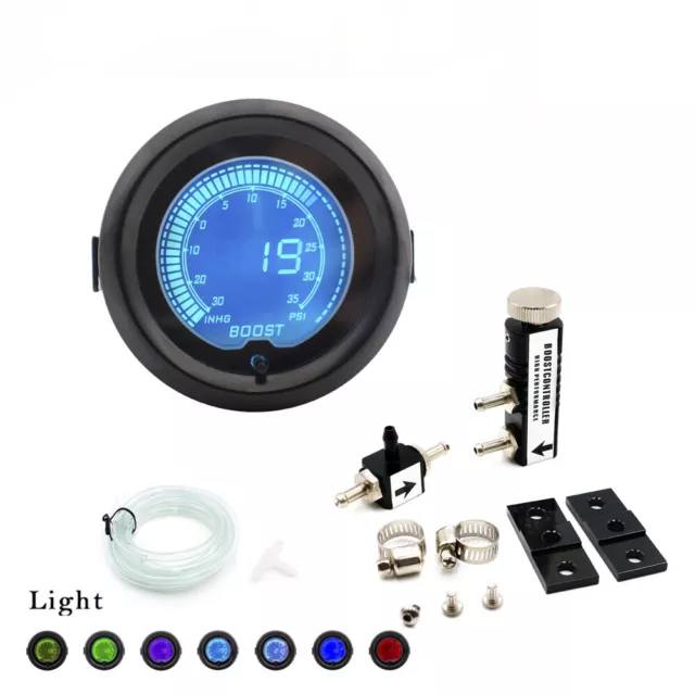 2" 52mm LCD 7 Color EVO PSI Turbo Boost Gauge Pressure Meter w/Boost Controller