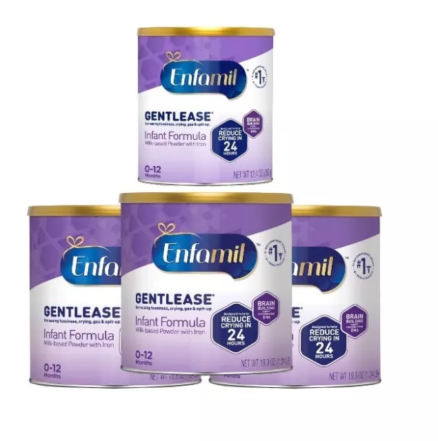 3 Cans- 19.9oz & 1 Can-12.4oz- Enfamil Gentlease Milk Based Formula Powder