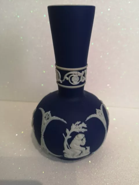 Adams Tunstall 1657 Cobalt Blue Jasperware  Vase - 6" High, Classical Scene