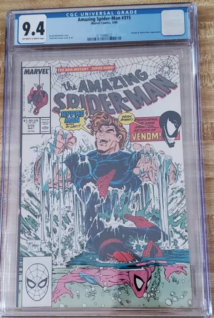 AMAZING SPIDER-MAN #315 CGC 9.4 1st Solo VENOM Story 1989 TODD MCFARLANE