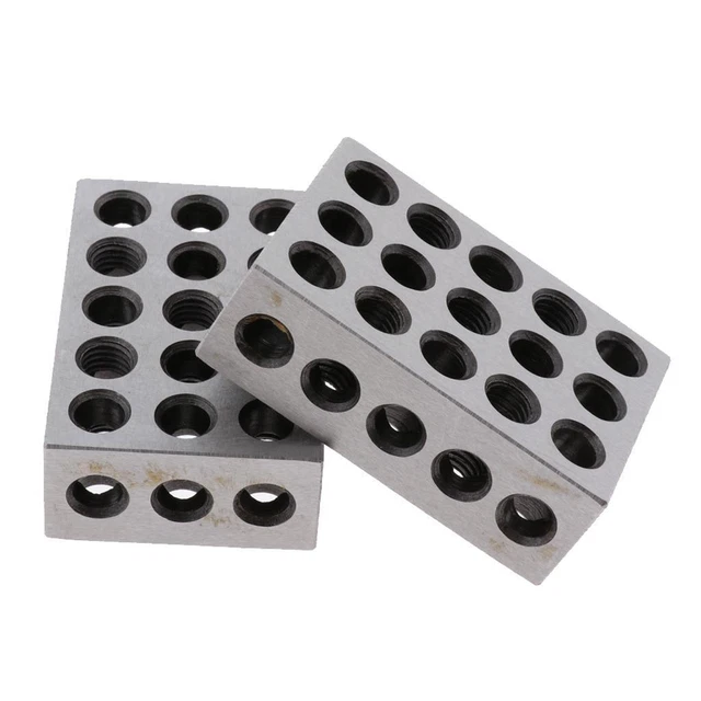 2 Pieces Blocks Pair Hardened Steel 23 Holes (1x2x3 inch)