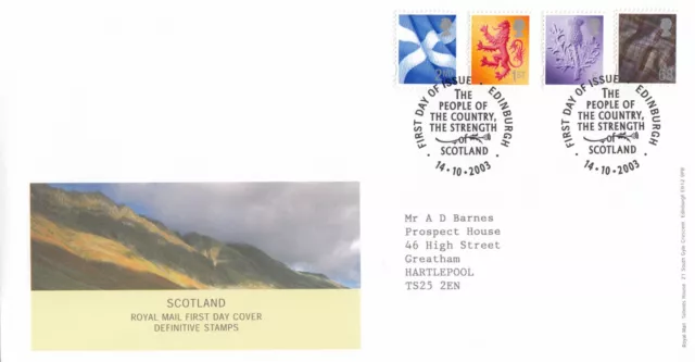 (97328) GB Scotland FDC 68p E 1st 2nd Definitives Edinburgh 2003