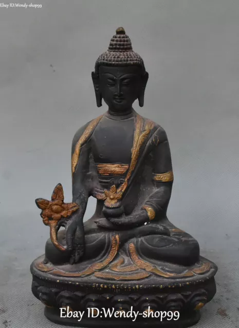 Bouddha de médecine de temple de bouddhiste médical en bronze doré