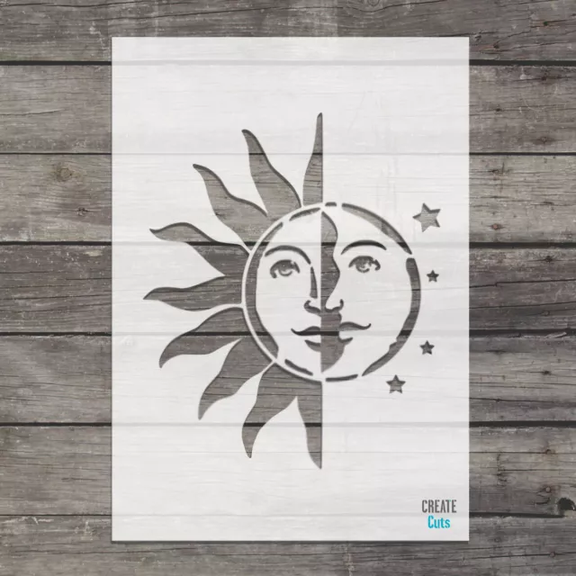 Sun Moon Stars STENCIL Wall Ar Interior Decor Airbrush Painting Craft Template