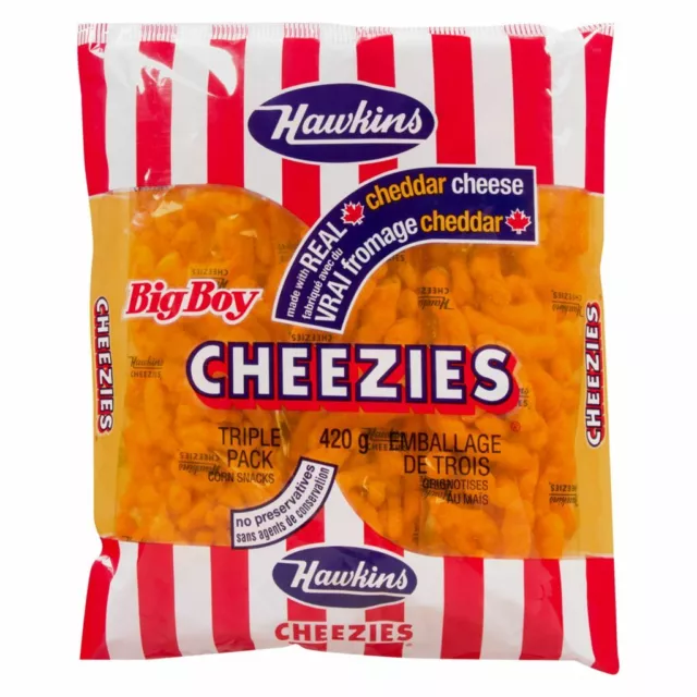 HAWKINS Cheezies - 420g Triple Pack - Real Canadian Cheddar Cheese