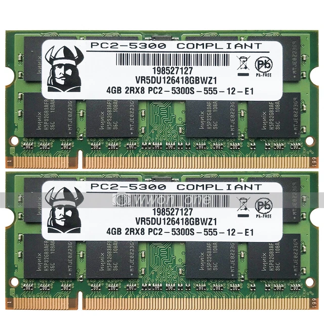 8GB 2X4GB PC2-5300S DDR2 667Mhz 200Pin 1.8V NON ECC SO-DIMM Laptop Memory Module