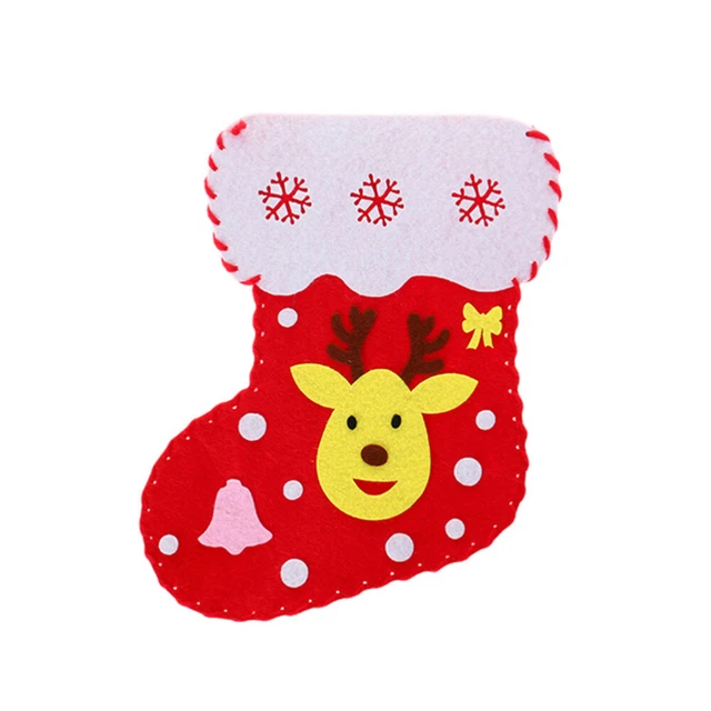 3 piezas kits de adornos navideños de fieltro hágalo usted mismo medias colgantes manuales