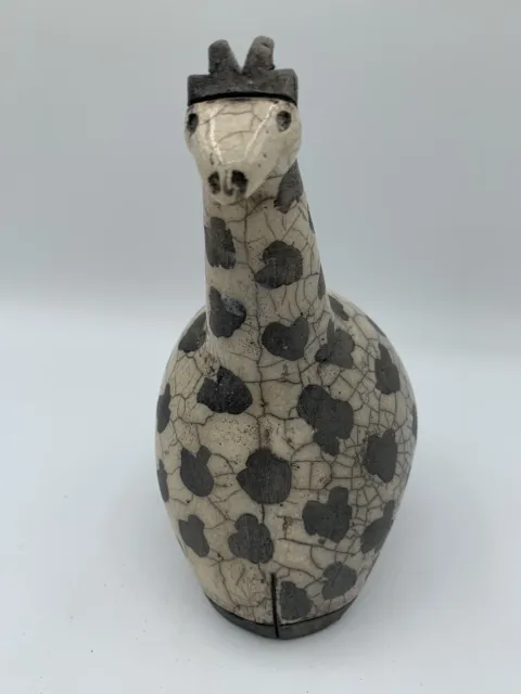 South African Raku Hand Made Initialled Ceramic Giraffe 7” Tall Good Condition 2