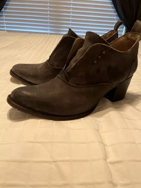 Freebird By Steven Womens Sadie Ankle Booties Brown Leather Block Heel Slip 12