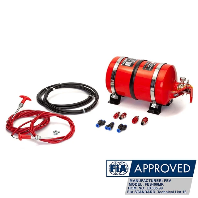 FEV 4L Mécanique Plumbed-In Mousse Fia Course Voiture Extincteur Kit FES400MK
