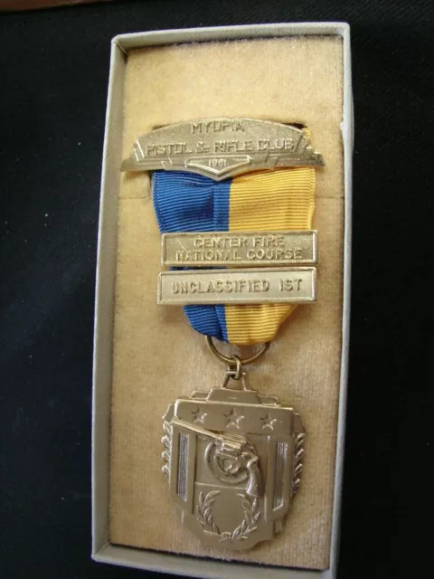 Vintage NIB 1961 MYOPIA  Pistol & Rifle Club Center Fire NATIONAL COURSE Medal