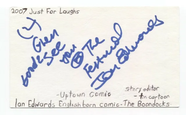 Ian Edwards Signed 3x5 Index Card Autographed Signature Actor Comedian