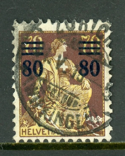 Switzerland Scott #189 USED SCHG 80c on Helvetia 70c dk brn & buff CV$32+ ISH-2