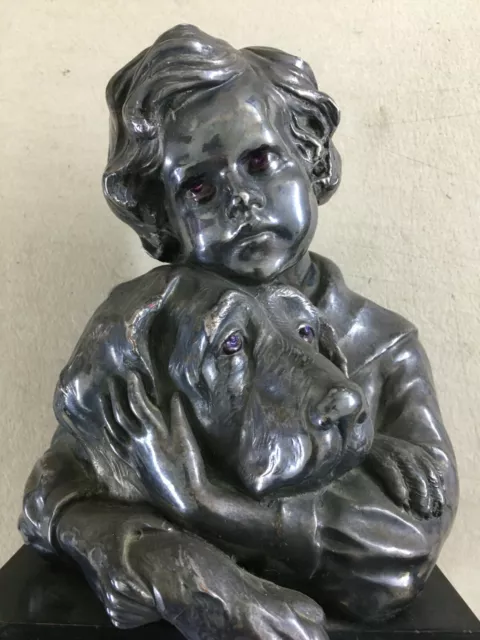 Scultura Decorativa E Da Collezione-Cani-Cinofilia-Bimba E Cane-Artista Launeck