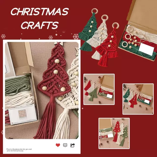 3PCSChristmas Tree DIY Kits Woven Macrame Christmas Decor Wall Tree Set Y4L4