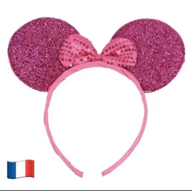 Serre-Tête Oreilles Minnie Disney Rose Accessoire Disneyland Anniversaire Neuf F