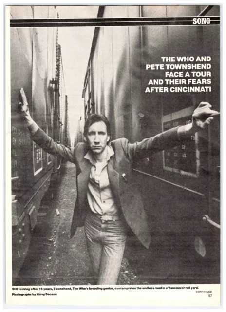 1980 PETE TOWNSHEND THE WHO Vintage 8" X 10.75" Magazine Photo Page M247