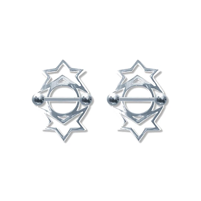 Pair of Steel Barbell w/Nipple Shields Rings, 14 Gauge-104