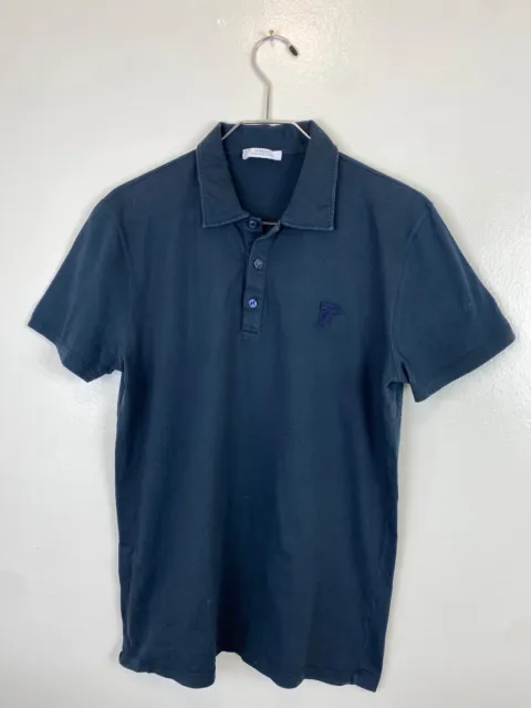 MEN'S BLUE VERSACE Collection Half Medusa Polo Shirt Sz M TAGGED L Navy ...