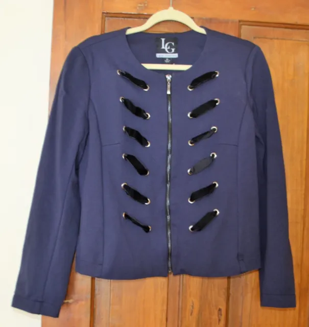 Lena Gabrielle Ladies Blue Jacket w/ Velvet Ribbons 10