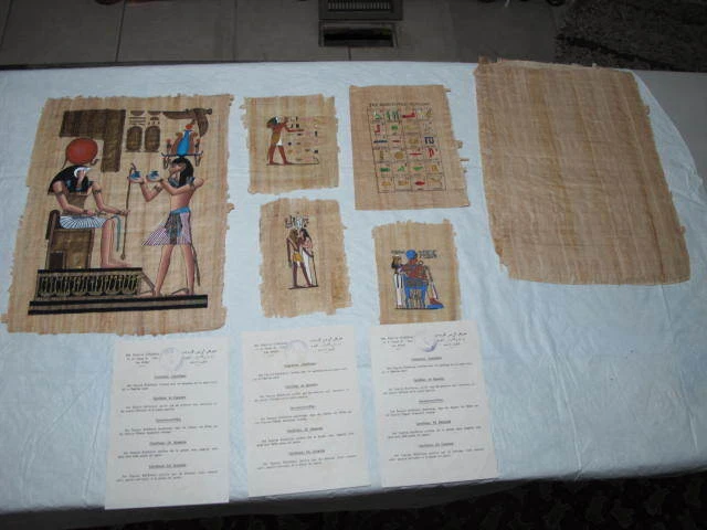 RARE Galery ISIS Eqyptian Papyrus 5pc w COA Paintings New Gorgeous