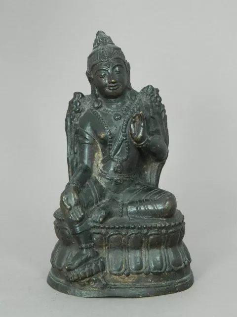 Grüne Tara Bronze Skulptur 21 cm Figur Gottheit Buddhismus Indien Nepal 20. Jhd.