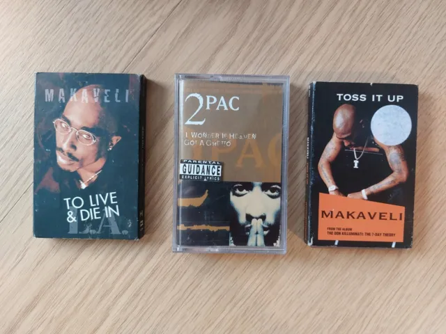 2Pac (Makaveli) 3 Kassettenbänder Singles werfen Sie es hoch, leben & sterben in LA