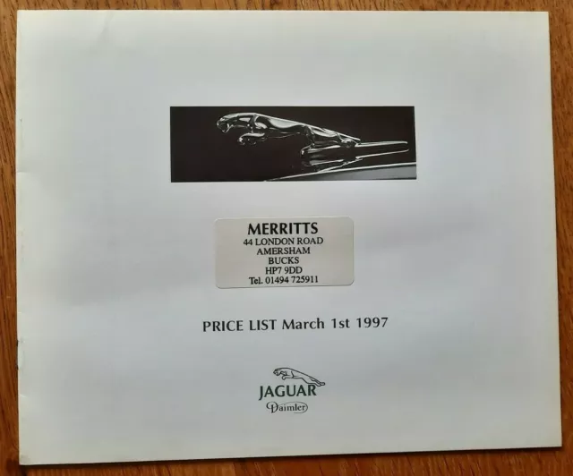 JAGUAR DAIMLER car sales brochure price list. 1997 UK auto catalogue, very rare!