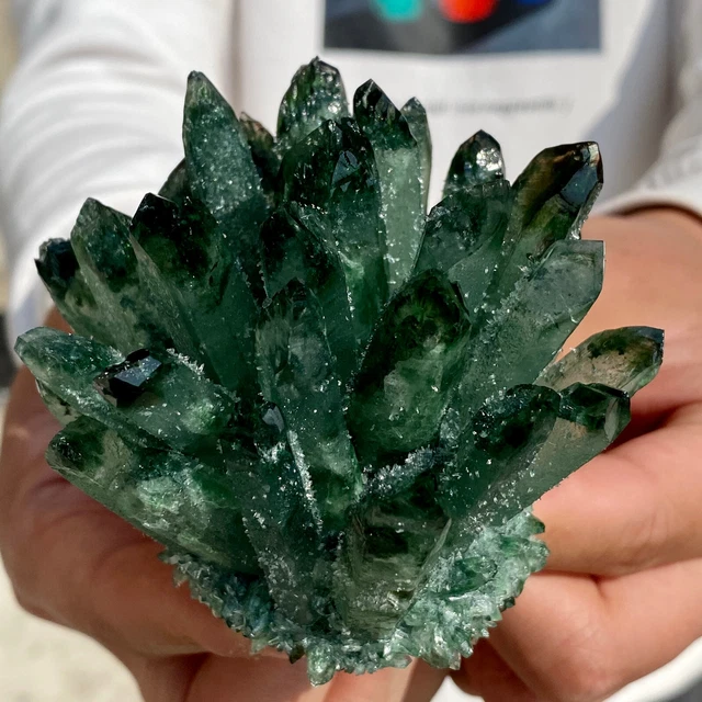 352G New Find Green Phantom Quartz Crystal Cluster Mineral Specimen Healing 14