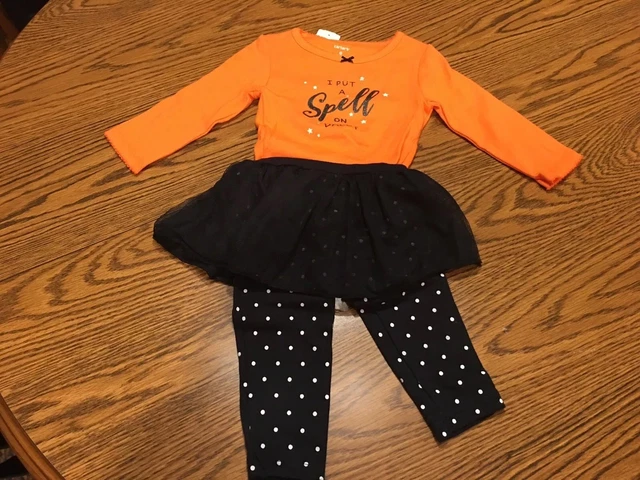 Carter's Toddler Girls 2-Piece Halloween Bodysuit & Tutu Pant Set 9 Months - NWT