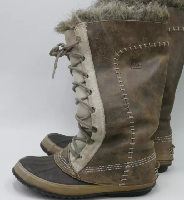 Sorel Cate The Great NL1642-221 Tusk Stone Gray Leather Tall Boots Women's Sz 7