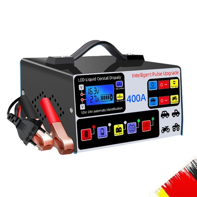 400A Smart Battery Charger – 12V/24V Automatic Pulse Repair For Cars, US Plug
