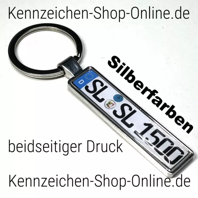 Schlüsselanhänger Silber Wunschtext Autokennzeichen Nummernschild Kennzeichen