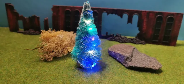 Árbol de Navidad Con LED Cadena Luces para Maqueta Tren Escala H0 + Tt 1:87 2
