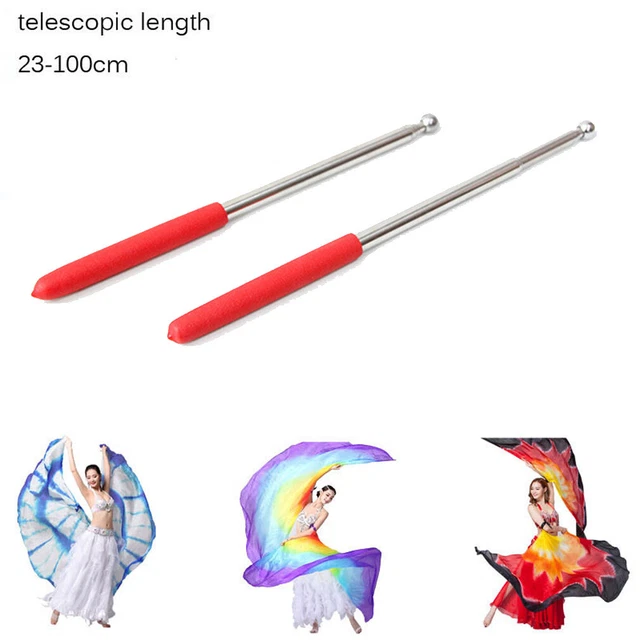1Pair Telescopic Stainless Stick Belly Dance Accessory ISIS Wing Butterfly Scene