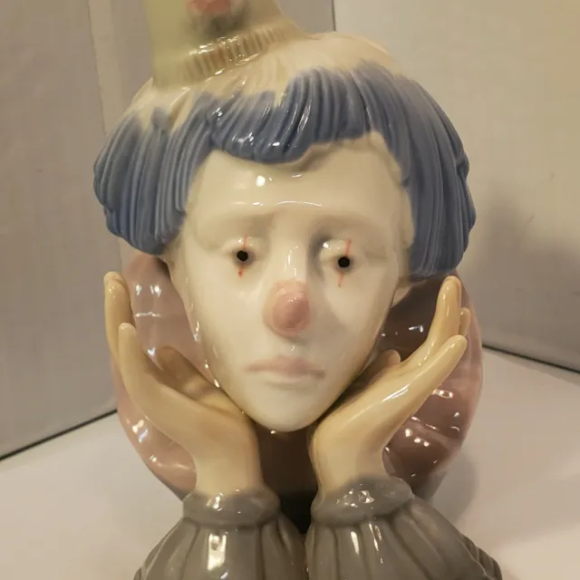 SAD PIERROT CLOWN Head in Hand Jester Porcelain Figurine Paul Sebastian ...