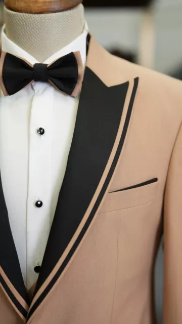 MEN'S TUXEDO GROOM Suit Swallow Collar Italian Style Slim Fit Jacket ...