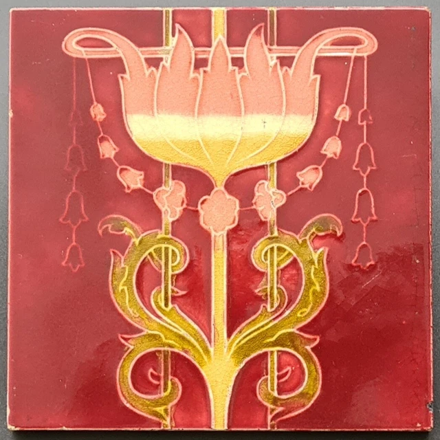 Art Nouveau Fireplace Majolica Tile Floral Design T & R Boote 1906