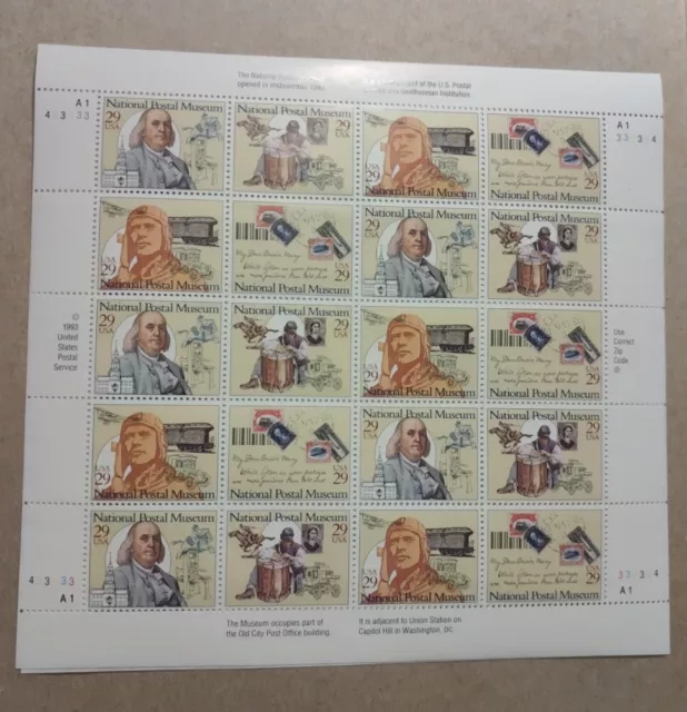 US Scott #2779-82 29c National Postal Museum - Sheet of 20 Stamps - MNH