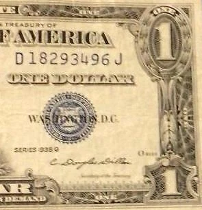 1935G $1 Blue SILVER Certificate w/o Motto Very Fine! x3496 Old US Currency!