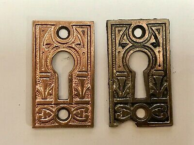 1 Pair Of Vintage Antique Keyhole Covers, Escutcheons, Eastlake Design, Ornate