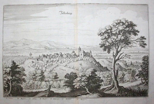 Zellenberg Haut-Rhin Grand-Est Alsazia Francia Incisione Merian 1650