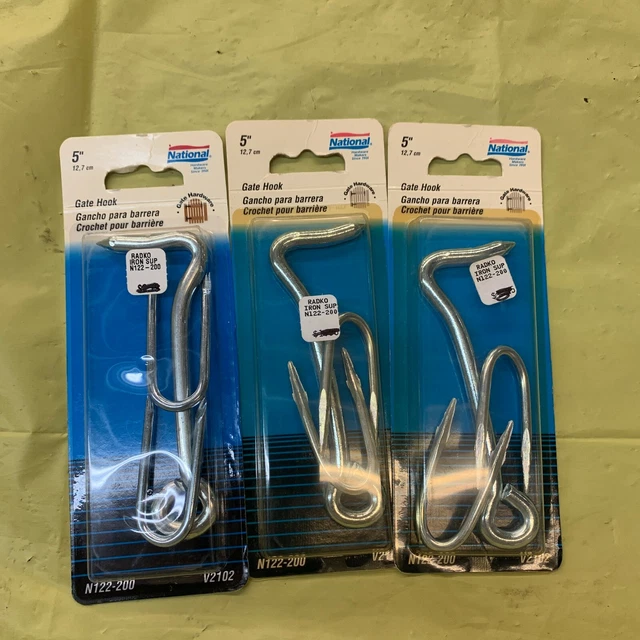 National Hardware 5" Steel Nail In Hook Eye Gate Hook N122-200 Zinc plated QTY 3