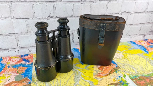 Jumelles Anciennes MG La Belgica 8x - Édition Ministère De La Guerre - Étui Cuir Colmont