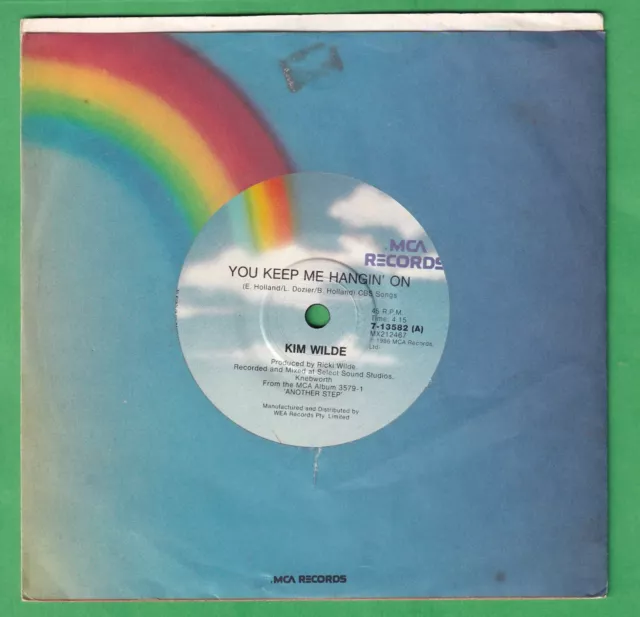 Kim Wilde 1986 45rpm single- You Keep Me  Hangin' On / Loving You